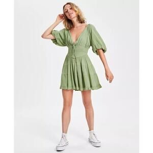 Free People Womens Perfect Day Cotton Mini Dress Grasslands